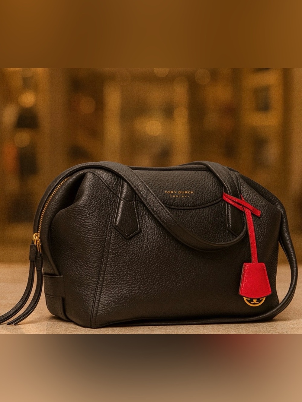 Large leather Tory Burch Perry Black tote work bag Satchel/Shoulder bag purse